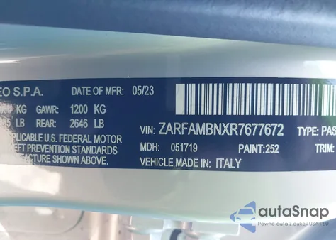 2024 Alfa Romeo Giulia Ti Rwd z USA, uszkodzony, nr VIN ZARFAMBNXR7677672